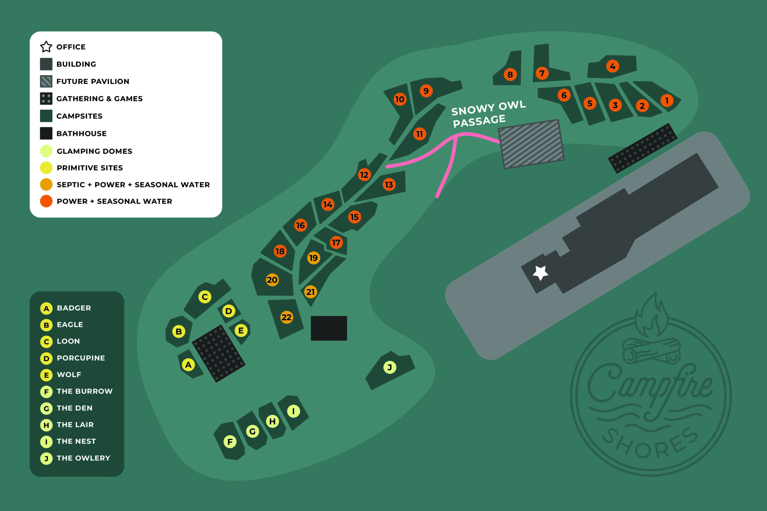 CampfireShoresMap_Campsites-Final-Revised - Campfire Shores Campfire Shores Property Map
